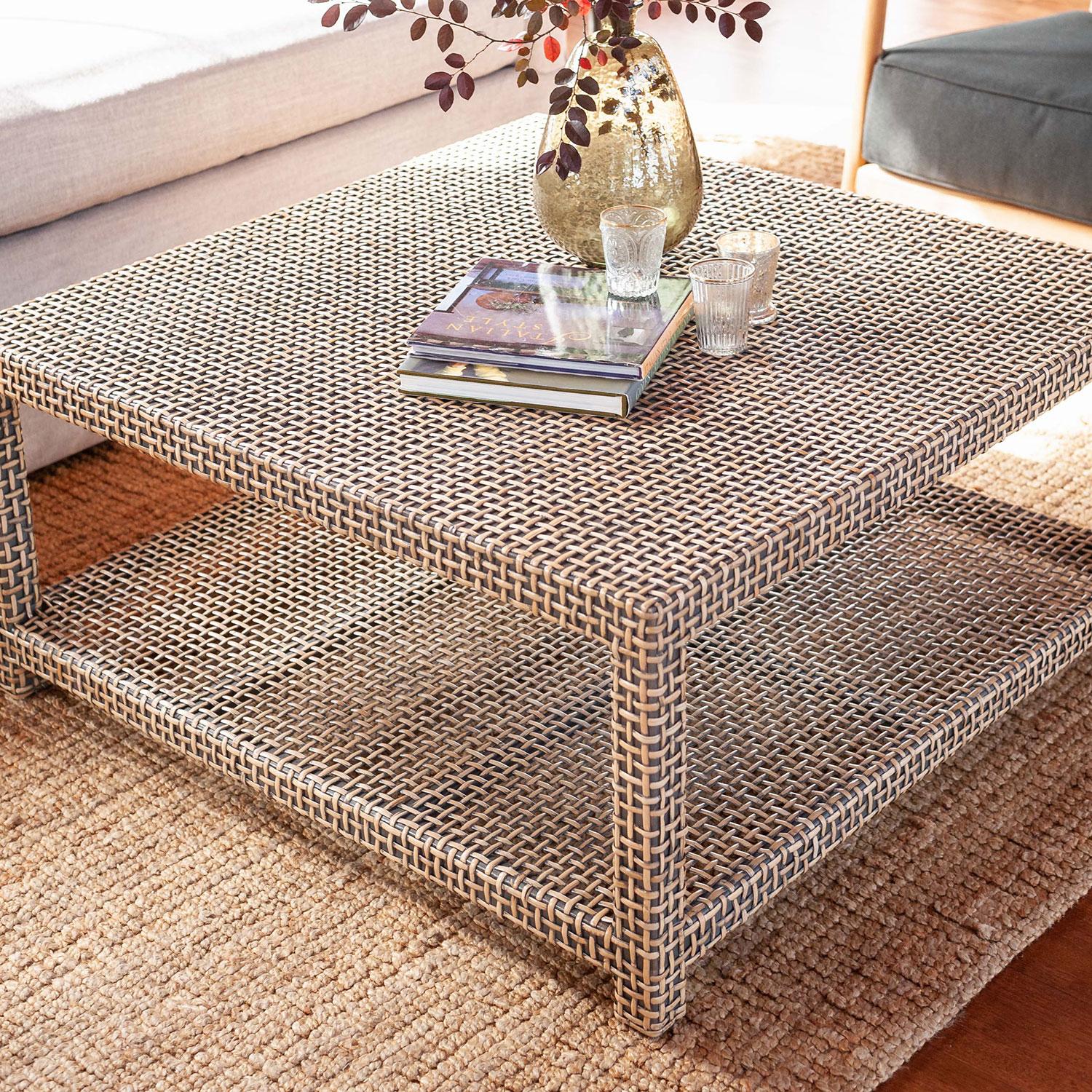 square cane coffee table