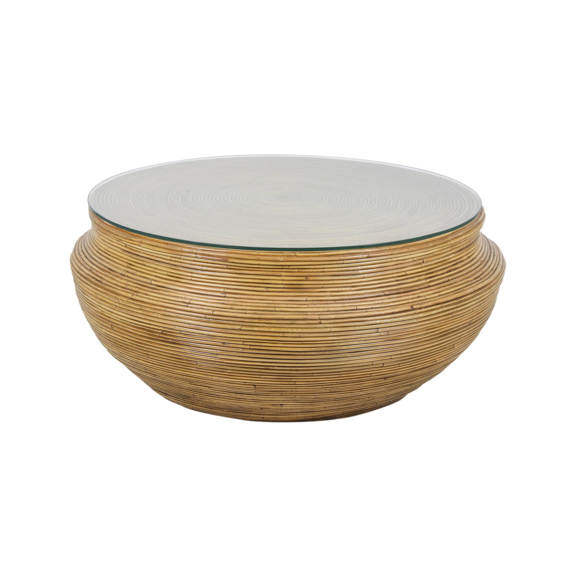 Rattan drum coffee deals table