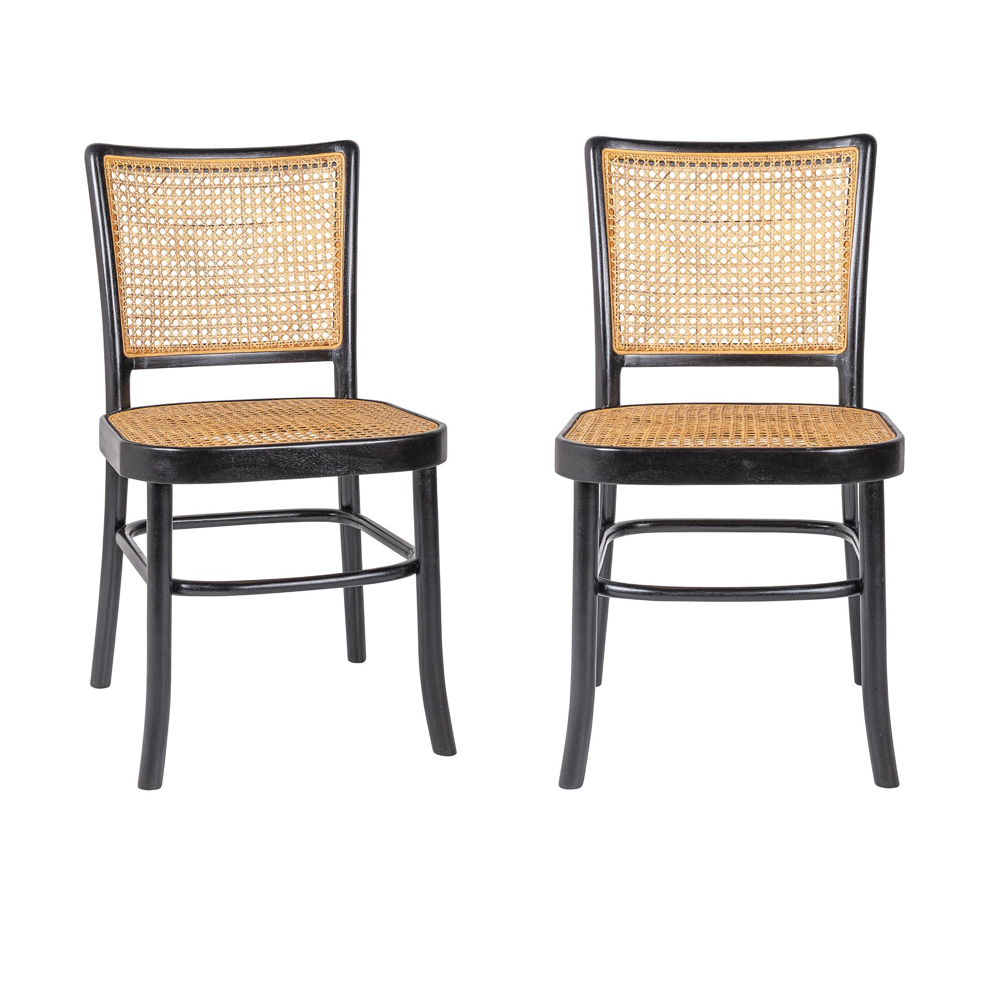 Pia Cane and Rattan Side Chair Set